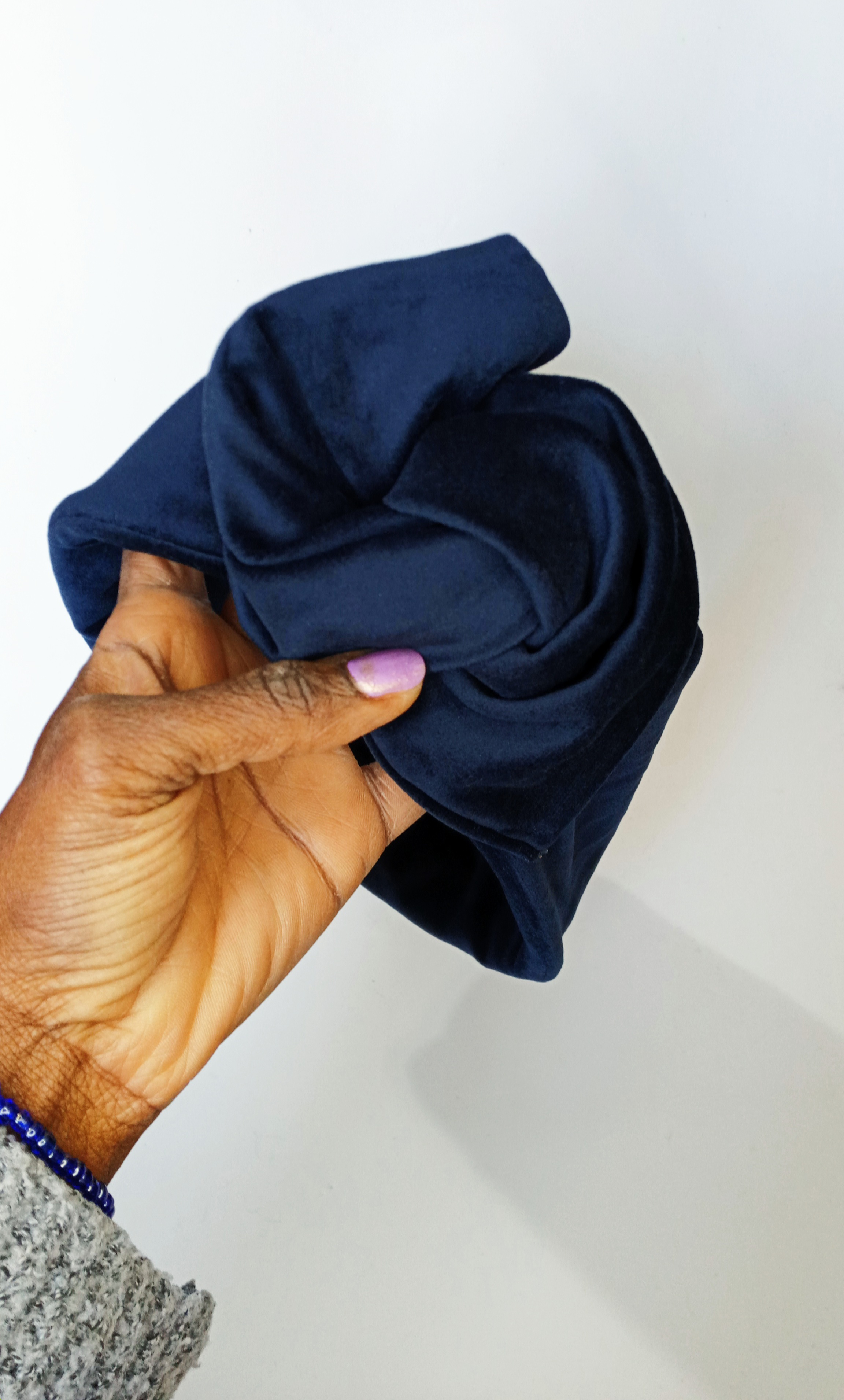 Headband Turbante in Velluto Velvet Blu Fascia Modellabile