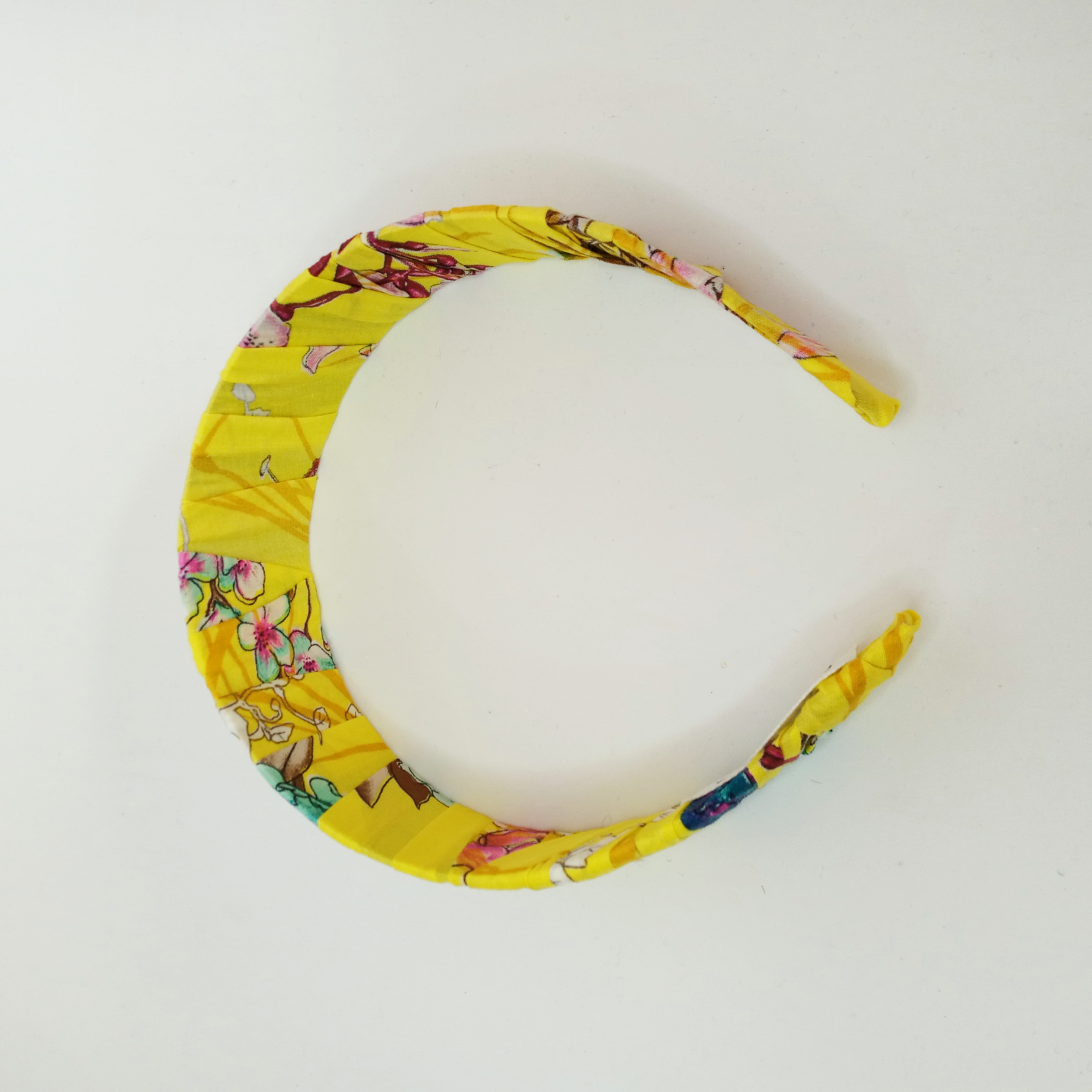 Cerchietto per Cappelli Giallo Unico fioriti floreale fatto a mano 