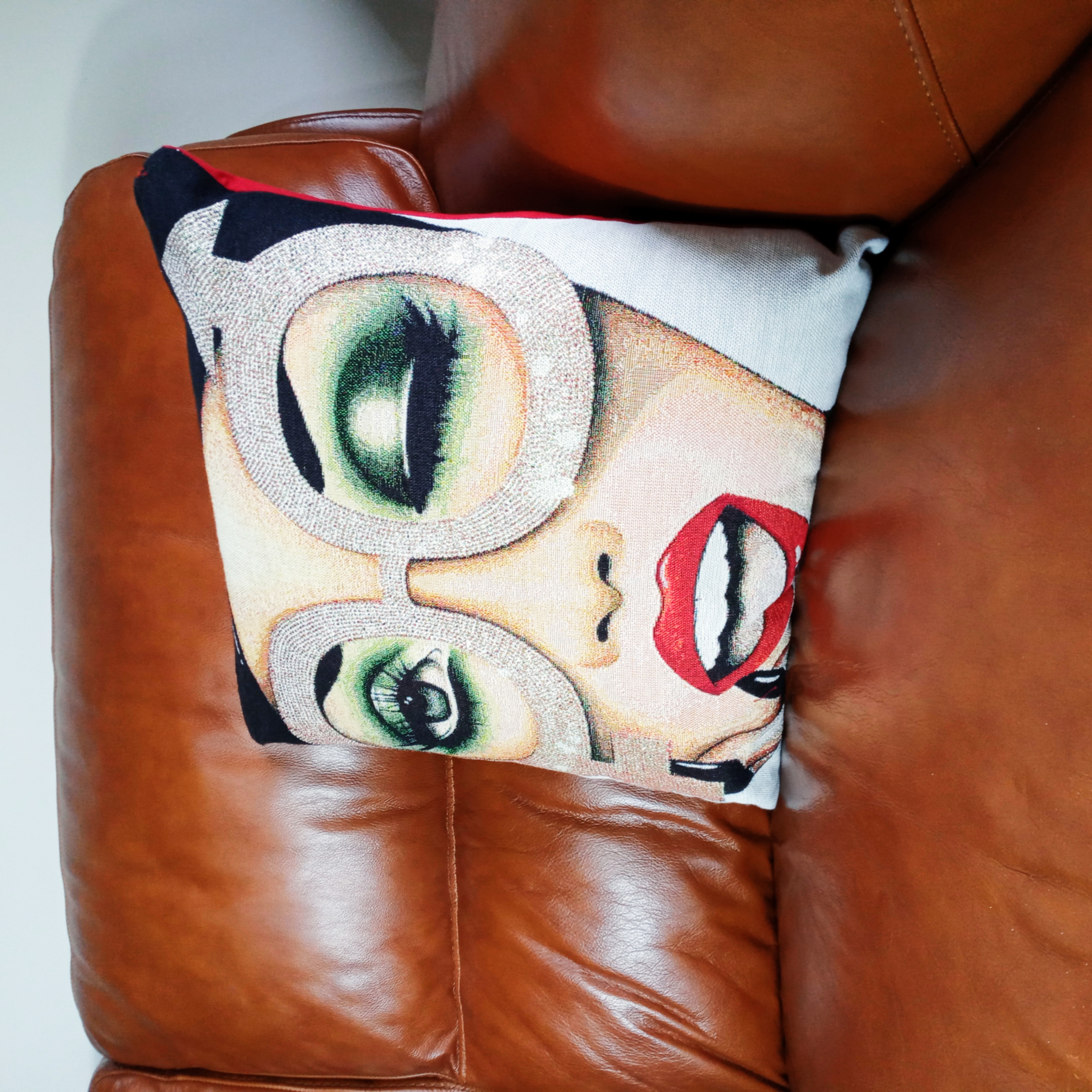 Cuscino Arredo vintage Decorativo 45x45 Rosso Nero